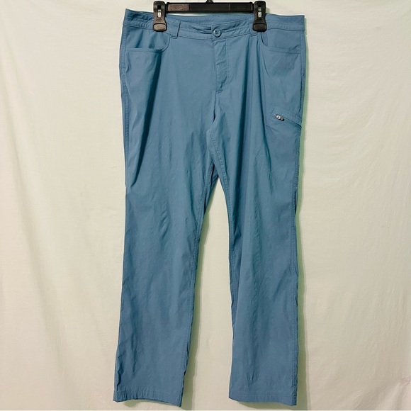 Eddie Bauer Med. Blue Nylon Lightweight Pants Women’s 16 Pockets Hiking Preowned - Picture 1 of 14